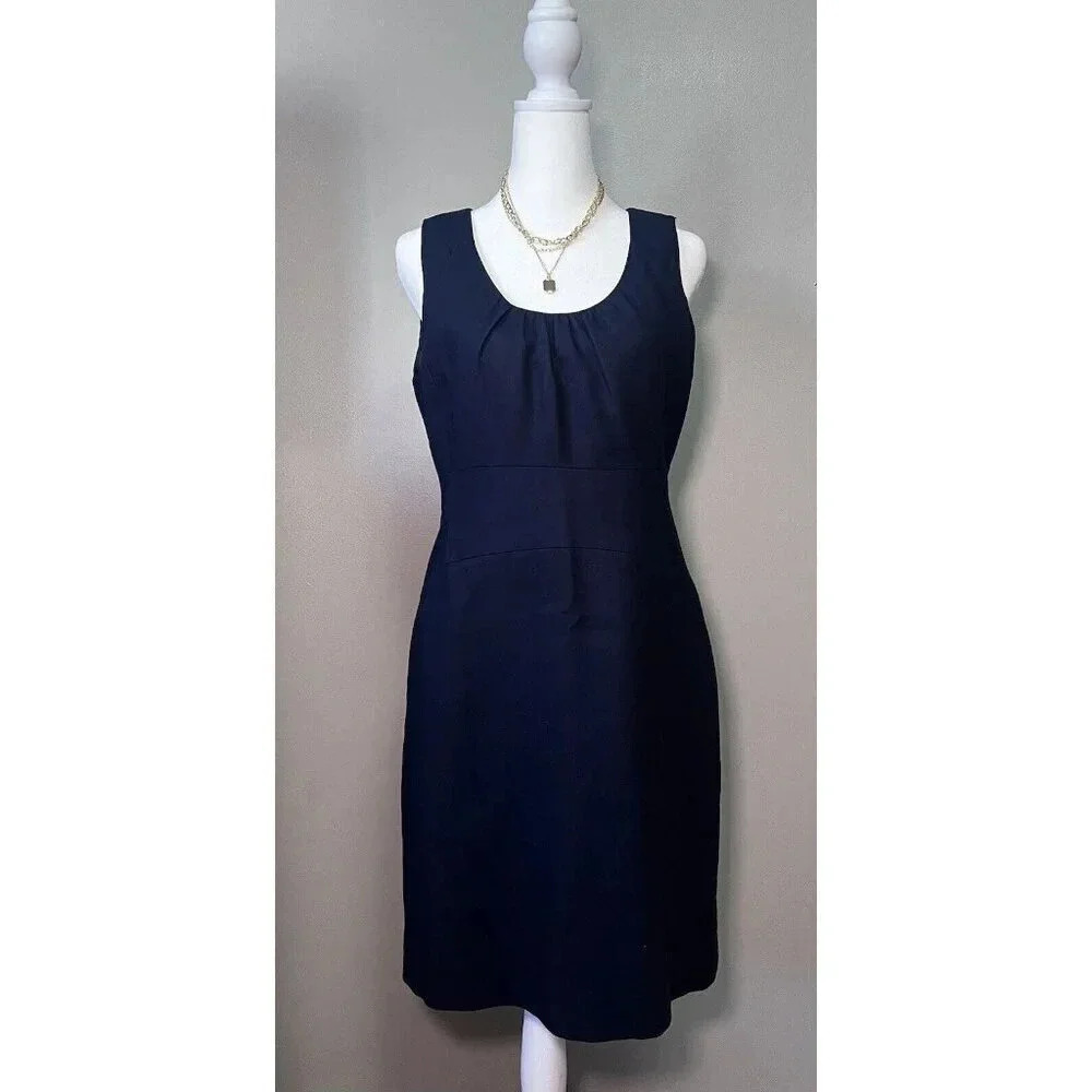 J.Crew Women's Navy Blue Allura Shift Dress Cotton Size 4 Sleeveless